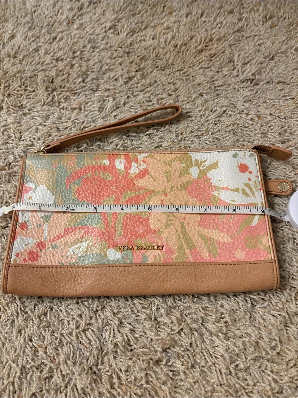 Vera Bradley Floral Wristlet Clutch in Coral and Tan